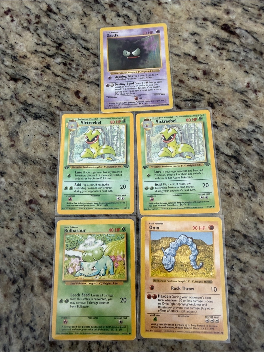 Made in 1995 pokemon Vintage Cards - Green, Purple, Brown Accents